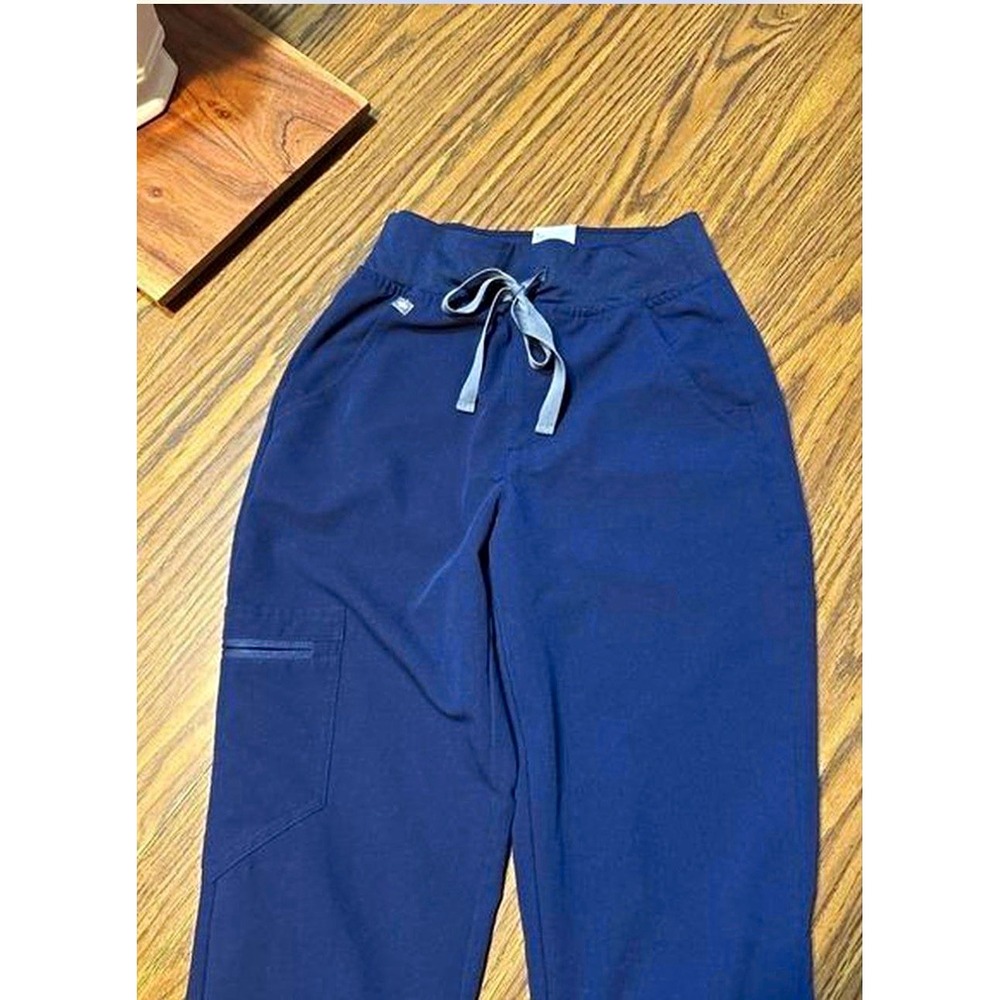 FIGS Zamora Women's XXS Navy Solid Polyester Knit Scrub Pants Drawstring